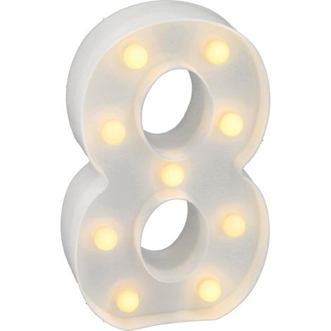 1 Chiffre Lumineux LED, Numéro 8, Lumière Chaude 3000K, Décoration Intérieure, Fonctionnement Sur Pile (1/5)