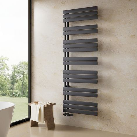 Heilmetz Sèche-serviette eau chaude Radiateur 1662x600 mm 977W Anthracite Plates Raccordement Latéra
