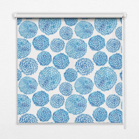 Tenda a Rullo Interna per Finestra - Tenda Filtrante Luce - Tenda Privacy - Tenda Decorativa Rettangolare - Rullo per Interni - (110 cm x 140 cm) - Cerchi di petali blu (1/5)