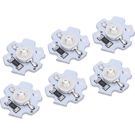Lot de 25 puces LED 5V 200LM 3W haute puissance pour luminaires DIY, lumière bleue 455-460nm (1/5)