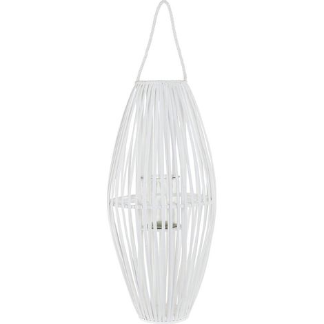 Bougeoir DKD Home Decor Blanc 36 cm Verre osier (1/3)