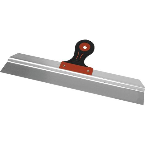 Couteau à enduire – Lame inox trempé 0,6 mm – Longueur 35 cm – Poignée bi-matière avec renfort aluminium – Finition enduits et plâtrerie