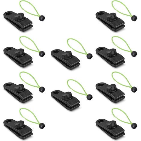 Planen-Clips, 20 Planen-Clips mit Bungee-Seilen, robuste Planen-Clips, Markisen-Zubehör, verwendet für Zelte, Markisen, Gartenarbeit, Camping im Freien - Crezuo