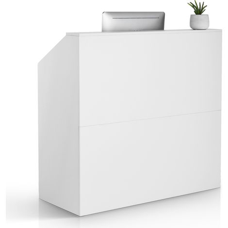 VEVOR Banco Reception 1180 x 500 x 1115 mm Tavolo da Banco Rettangolare, Tavolo di Vendita per Ufficio, Reception per Ufficio, per Cassa, Hall, Salone di Bellezza, Facile da Installare, Bianco