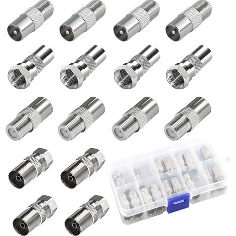 Lot de 16 coupleurs coaxiaux d'antenne TV de type F, connecteur de câble coaxial, connecteur d'antenne mâle vers femelle, kit de câble satellite pour câble satellite (1/5)