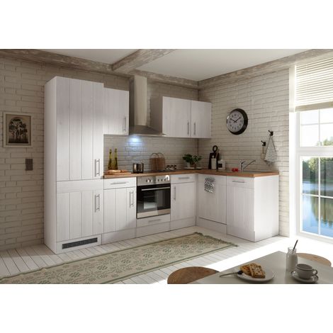 Cucina angolo cottura cucina rustica in larice bianco Anton 280 x 172 cm Respecta
