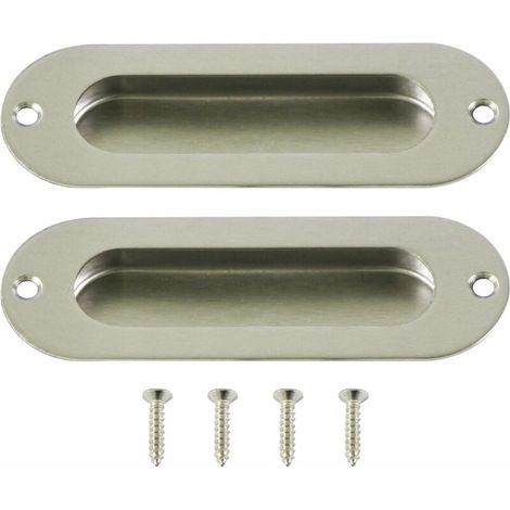Poignée Encastrée - Porte Coulissante - Acier Inoxydable - 120 x 40 x 12 mm - Argent - Lot de 2 (1/5)