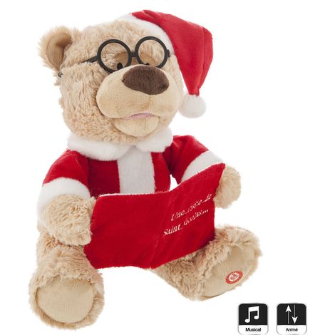 Interaktiver Bär im Weihnachtsmannkostüm, 27 cm