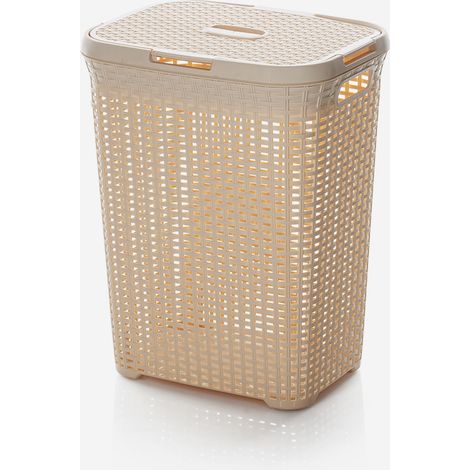 Cesto portabiancheria con coperchio in polipropilene Lonbet - Beige