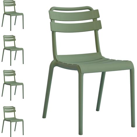 Set 4 sedie da esterno impilabili in polipropilene colore verde (1/5)