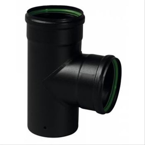 Té 90° MFF conduit pellets émail noir mat diam 80mm