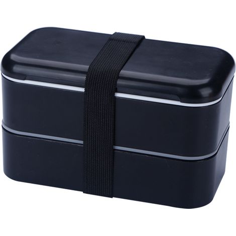 Lunch Box Noir Couverts Bento Box 2 Compartiments Hermétiques 1200 ML Micro-Ondes Lave-Vaisselle Boîte Déjeuner Adulte Enfant (1/4)