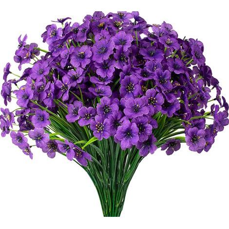 30 bouquets de fleurs artificielles violettes pour balcon, plantes d'extérieur réalistes et résistantes aux intempéries, fleurs artificielles pour la décoration de jardin. (1/5)
