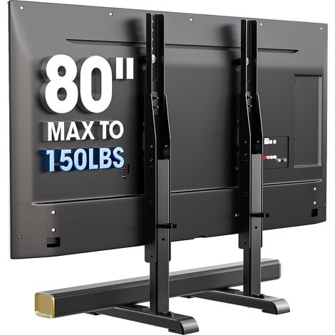 Support TV universel, base de rechange pour la plupart des téléviseurs LCD LED de 24 à 80", 7 pieds réglables en hauteur pouvant supporter jusqu'à 68 kg, VESA max 800 x 500 mm, noir (1/5)