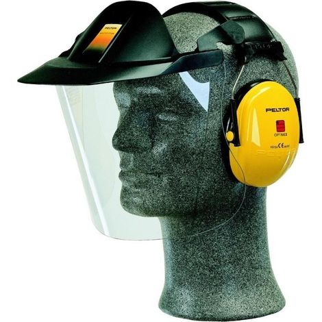 pantalla facial con orejeras pasivas abatibles peltor optime i altura 510mm. abatible. visera transparente. snr 27db - 3