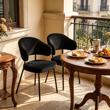 Fauteuil moderne, chaises de salle à manger confortables, sièges de chambre, fauteuils de détente, chaises de salon, tabourets d'habillage, chaise de bureau temporaire (lot de 2 chaises uniquement) (1/5)