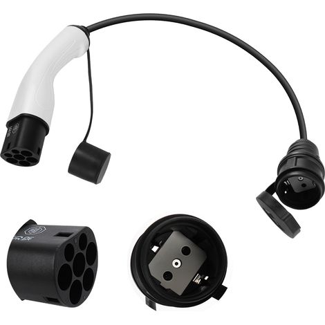 Adaptador tipo 2 a Schuko 16A 0,6m Carga fácil en estaciones de carga/Wallboxes de 230 V, IP55 para bicicletas eléctricas, patinetes eléctricos y motocicletas No apto para V2L (1/3)