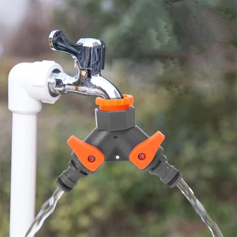 1 pièce en forme de Y ABS double sortie robinet connecteurs jardin arrosage répartiteur avec contrôleur de valve shunt adaptateurs de tuyau d'eau 4/6'' 20mm / 25mm (1/5)