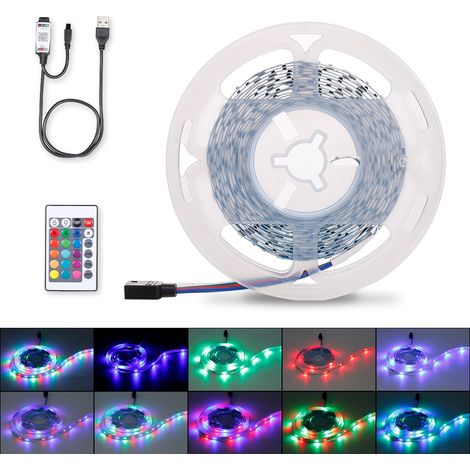 Ruban LED RGB USB avec Télécommande - Ruban LED Flexible 5V pour TV Chambre Cuisine Décoration Noël (1/5)