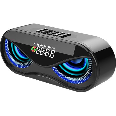 Réveil multifonction ABS avec haut-parleur Bluetooth, fonction d'appel vocal, diaphragme indépendant et lumière colorée clignotante, boîtier haut-parleur noir