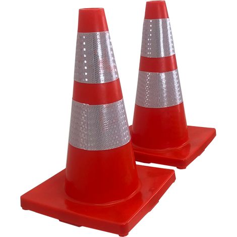 2x Verkehrsleitkegel Pylone flexibel bruchsicher reflektierend Warnkegel Leitkegel Markierungskegel (1/5)
