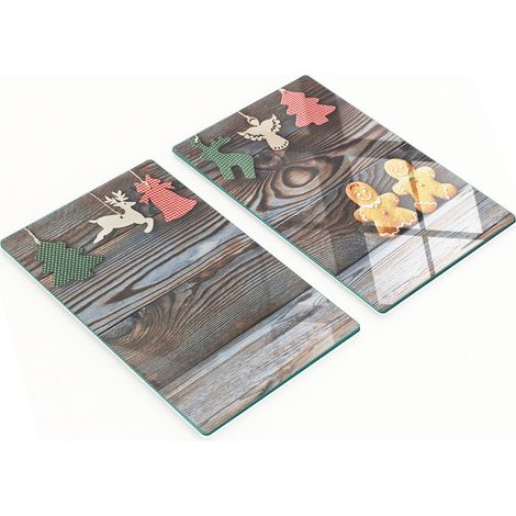Tablas de cocina de vidrio templado con motivos navide帽os, 2 x 30 x 52 cm.