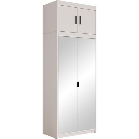 Armario Novduni 119, Blanco, 246x90x53cm, Puertas de armario: Con bisagras, Número de estantes: 0