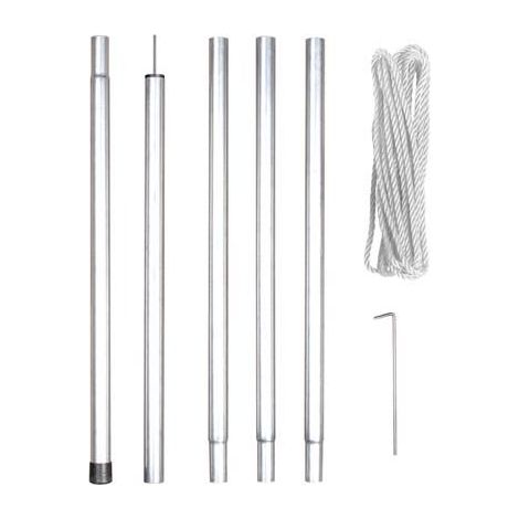 Perel Befestigungsset mit Stange, Seil und Heringen, Metall, Durchmesser 25 mm, Höhe 250 cm