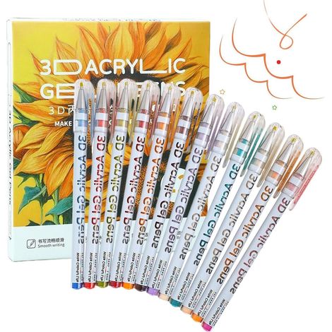 Stylo à Gel Acrylique 3D,Set de Marqueurs à Peinture Acrylique pour Roches - Marqueurs de Dessin à Base d'Eau pour Tissu Pierre Cartes Doodle Toile Papier Scrapbook et Projets Créatifs (1/5)