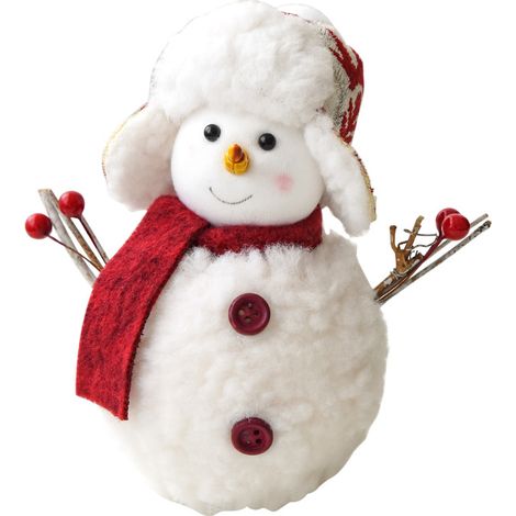 Mignonne figurine de bonhomme de neige décorative, à exposer sur un bureau ou une fenêtre, pour une ambiance festive (taille moyenne). (1/4)