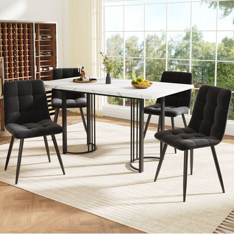 tavolo pranzo 140x80 allungabile set 4 sedie velluto HAVRYA (1/3)