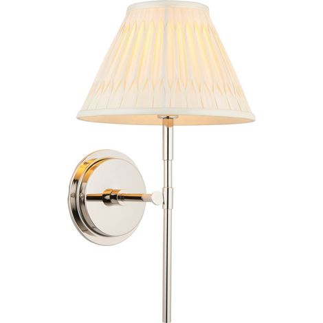 Endon Rennes & Chatsworth Lampada da parete con paralume in nichel lucido e seta avorio (1/5)