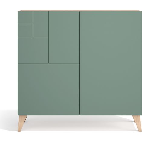 Zapatero modelo BERGEN 512, roble con puertas en color verde. (1/4)
