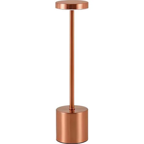 Lampe de table LED rechargeable en métal finition cuivre, idéale pour une utilisation près du lit, au bureau, dans le salon ou en décoration.-AquaForge (1/5)