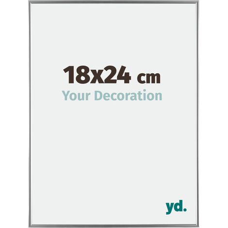 Your Decoration - 18x24 cm - Cadre Photo en Plastique Avec Verre acrylique - Anti-Reflet - Excellente Qualité - Argent Brillant - Cadre Decoration Murale - Evry.