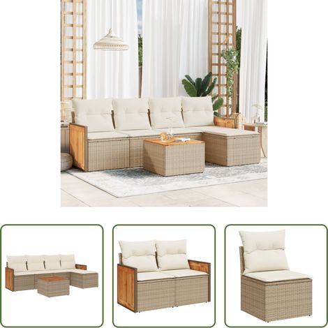 VidaXL - Salon de jardin - Résine tressée beige - 6 places - Extérieur (1/5)
