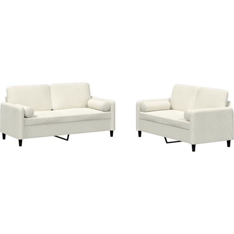 Maison Exclusive - Set di Divani 2 pz con Cuscini Crema in Velluto