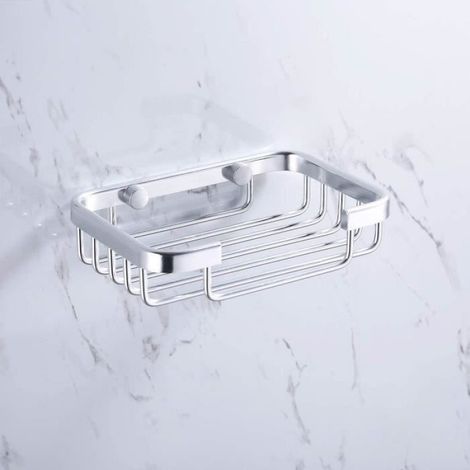 Porte Savon Mural - KES - Aluminium - Argent - Résistant à la rouille - Compact (1/4)