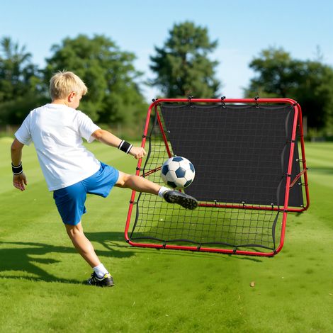 Wolketon Juego de 2 redes de fútbol plegables de doble cara 120 x 120 cm con objetivo 420D, ángulo ajustable, para pases rasos, balones altos, voleas y entrenamiento de portero