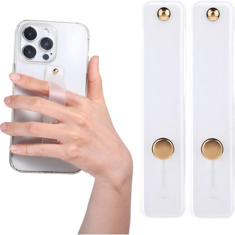 Clip de coque de téléphone en 2 parties, dragonne, support en silicone blanc, poignée pour dragonne (1/5)