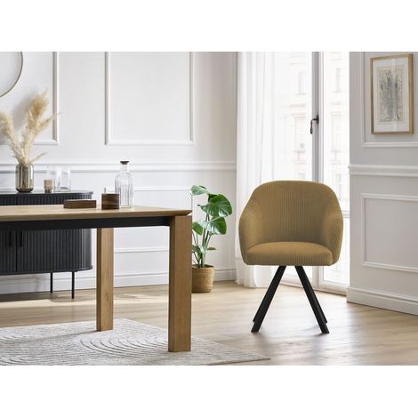 BOBOCHIC - Chaise SOPHIE tissu velours côtelé et pieds étoile Jaune (1/5)