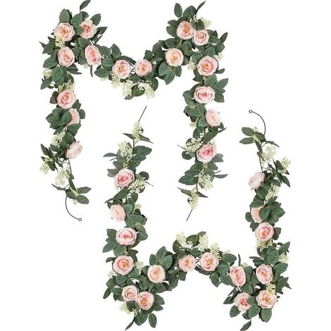 Vignes artificielles Fleurs Artificielle Rose Rotin Simulation Guirlande Rose Guirlande Rotin Décor Rose pour Hôtel Mariage Maison Fête Jardin 2 PCS Practical Design (1/4)