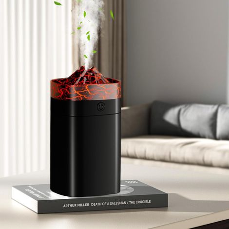 Mini humidificador USB portátil de 400 ml, apto para dormitorio, coche y uso en interiores (1 unidad, color negro con grietas). (1/5)