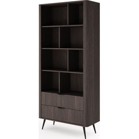 Libreria, rovere Dunin abbinato al nero, 88,2 x 193,8 x 38 cm (1/5)