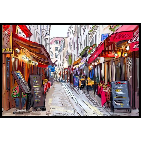 Affiche encadrée rue parisienne illustrée (1/5)