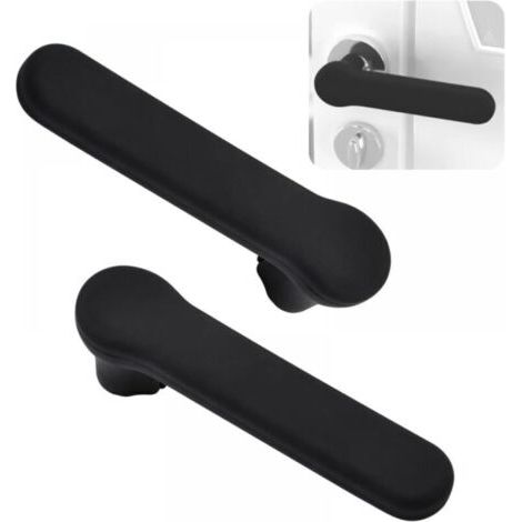 Lot de 2 housses de poignée de porte en silicone, protection antistatique pour leviers de porte carrés, noir mat (1/5)