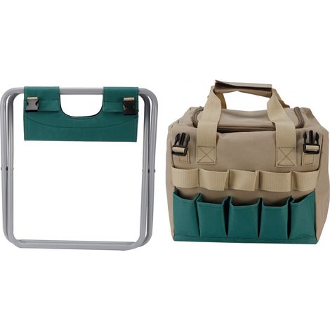 Multifunktionaler, tragbarer, klappbarer Gartenhocker mit Werkzeugtasche für Outdoor-Campingausrüstung (1/5)