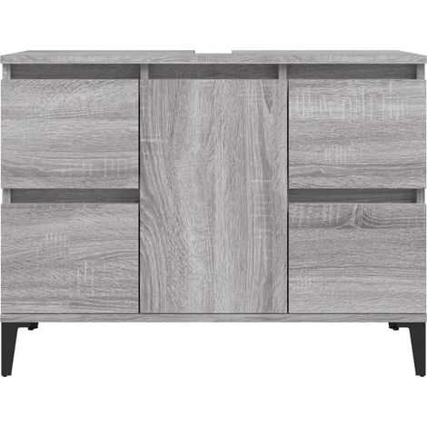 Mueble para lavabo de baño 80 x 33 x 60 cm madera contrachapada gris 020006849 (1/5)