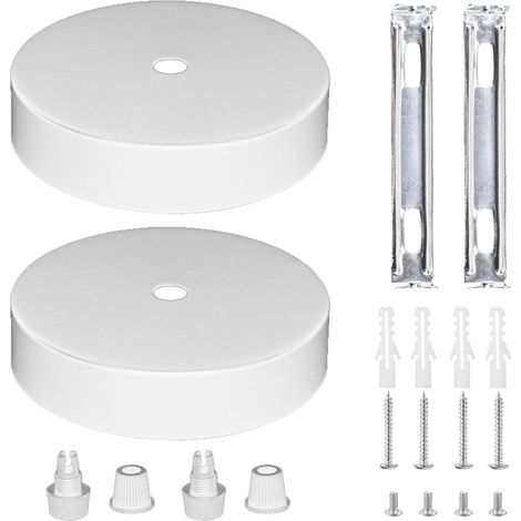 Lot de 2 lampes baldaquin 80 x 25 mm, cache câble plafond métal, baldaquin, baldaquin blanc, couvercle de câble, plafonnier, baldaquin blanc, baldaquin de plafond (1/5)