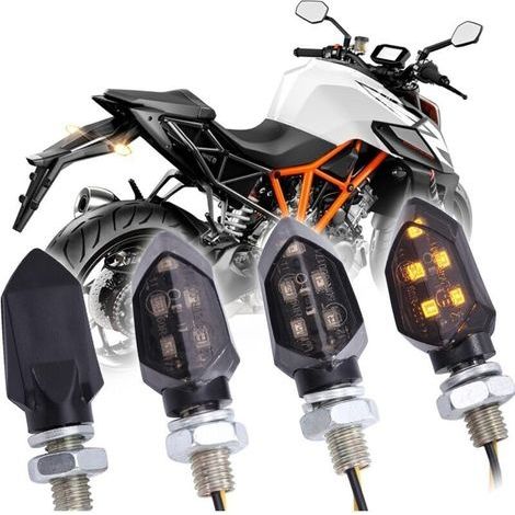 4pcs Mini LED Clignotants Moto Lumières Lampe Étanche Homologué Indicateurs Avant Arrière Universel 12V Compatible avec Harley Kawasaki Yamaha Suzuki Honda (1/5)